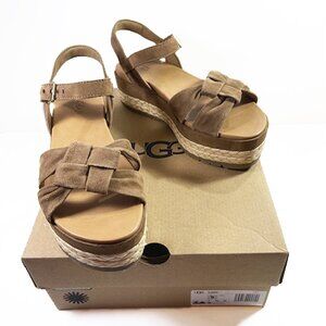 UGG Women’s NEUSCH Chestnut Suede Platform Espadrilles Sandals Size 9 New
